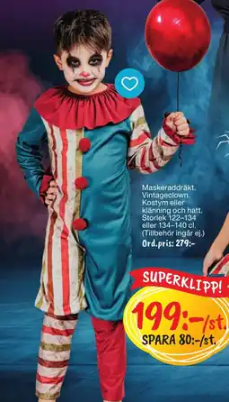 Leklust Maskeraddräkt vintageclown erbjuda