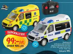 Leklust Speedcar radiostyrd ambulans eller polisbil erbjuda