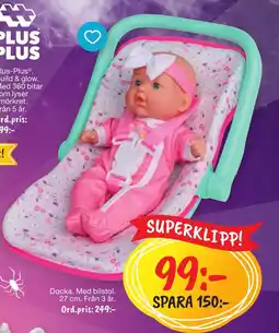 Leklust Plus-Plus Docka. Med bilstol. erbjuda