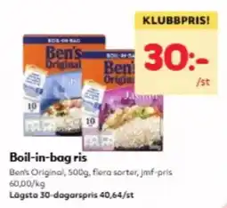 Hemköp Ben's Original boil-in-bag ris erbjuda
