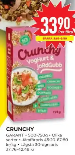 Willys Crunchy yoghurt & jordgubb erbjuda