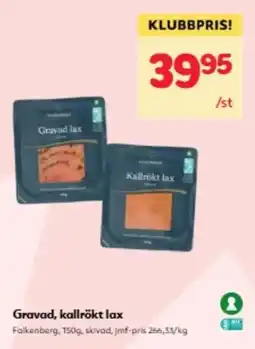 Hemköp Falkenberg gravad kallrökt lax erbjuda