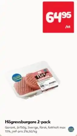 Hemköp Högrevsburgare 2-pack erbjuda