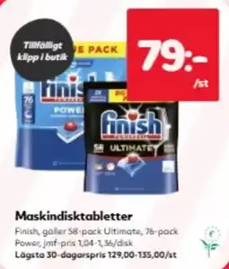 Hemköp Finish maskindisktabletter erbjuda