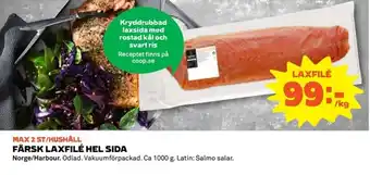 Coop Norge/Harbour Färsk Laxfilé Hel Sida 1000g erbjuda