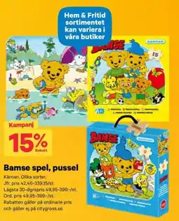 City Gross Kärnan Bamse spel, pussel erbjuda