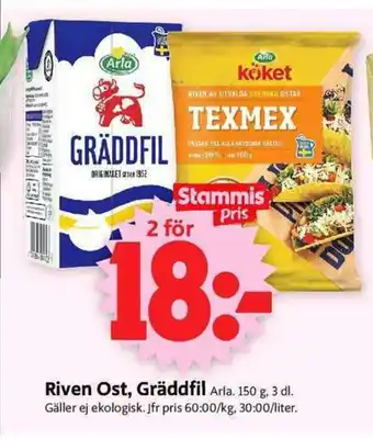 ICA Supermarket Arla Riven Ost, Gräddfil 150g 3dl erbjuda