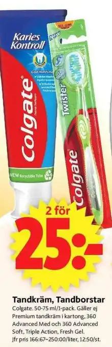 ICA Supermarket Colgate Tandkräm, Tandborstar 50-75ml erbjuda