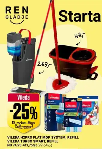 Vileda H2Pro Flat Mop System Refill