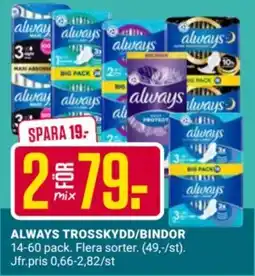 ÖoB Always trosskydd/bindor erbjuda