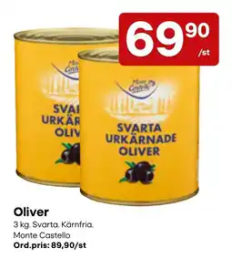Snabbgross Monte Castello svarta urkärnade oliver erbjuda