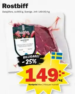 Pekås Dalsjöfors rostbiff erbjuda