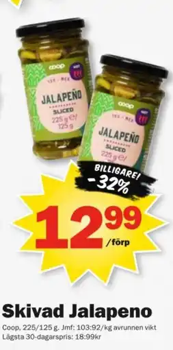 Pekås Coop Skivad Jalapeno erbjuda