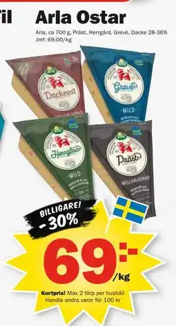 Pekås Arla Ostar, Medlemspris erbjuda