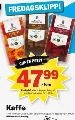 Pekås Kaffe, Medlemspris erbjuda