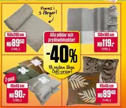 ÖoB Alla plädar och prydnadskuddar erbjuda