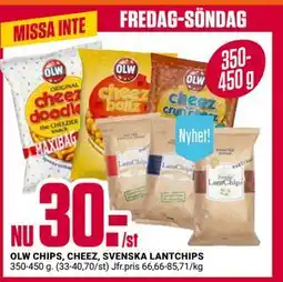 ÖoB OLW CHIPS, CHEEZ, SVENSKA LANTCHIPS erbjuda