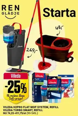 ÖoB VILEDA H2PRO FLAT MOP SYSTEM, REFILL VILEDA TURBO SMART, REFILL erbjuda