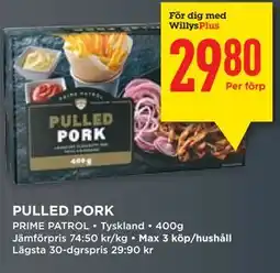 Willys PULLED PORK, Medlemspris erbjuda