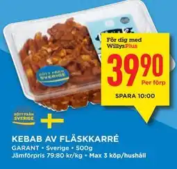 Willys KEBAB AV FLÄSKKARRÉ, Medlemspris erbjuda