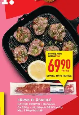 Willys Hemma FÄRSK FLÄSKFILÉ, Medlemspris erbjuda