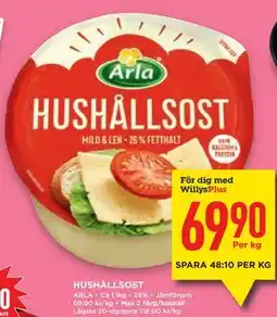 Willys Hemma HUSHÅLLSOST, Medlemspris erbjuda