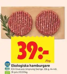 ICA Kvantum Ekologiska hamburgare erbjuda