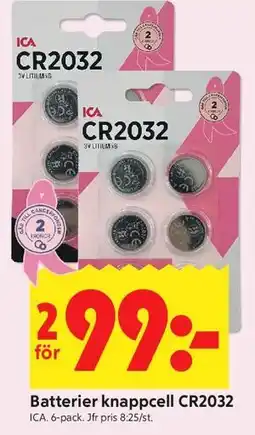 ICA Kvantum Batterier knappcell CR2032 erbjuda