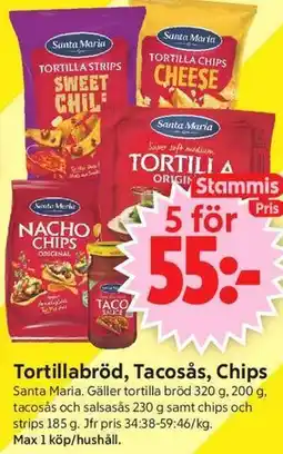 ICA Supermarket Tortillabröd, Tacosås, Chips, Medlemspris erbjuda