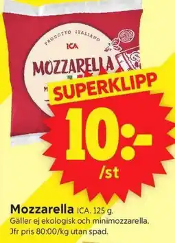 ICA Supermarket Mozzarella erbjuda