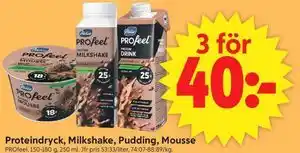 Proteindryck, Milkshake, Pudding, Mousse