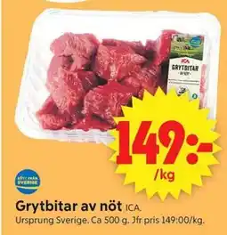 ICA Supermarket Grytbitar av nöt erbjuda