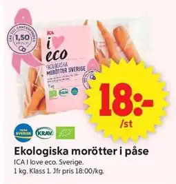 ICA Supermarket Ekologiska morötter i påse erbjuda