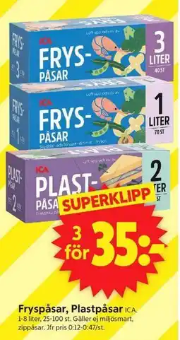 ICA Supermarket Fryspåsar, Plastpåsar erbjuda