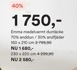 Hemtex Emma medelvarmt duntäcke erbjuda