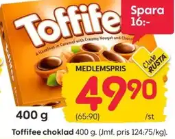 Rusta Toffife choklad erbjuda