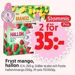 ICA Supermarket Ica fryst mango, hallon erbjuda