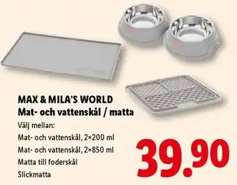 Max & Mila's World Mat- och vattenskål / matta