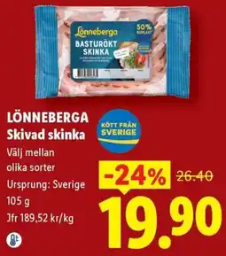 Lidl Lönneberga skivad skinka erbjuda