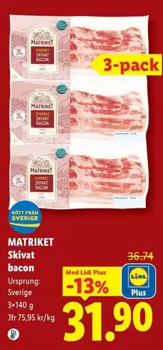 Lidl Matriket skivat bacon erbjuda