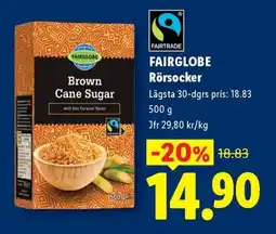 Lidl Fairglobe brown cane sugar erbjuda