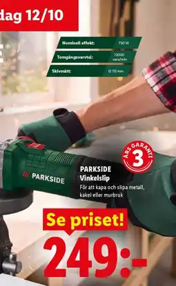 Lidl Parkside vinkelslip erbjuda