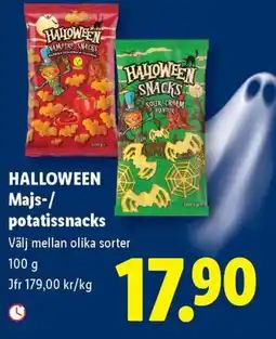 Lidl Halloween majs- / potatissnacks erbjuda