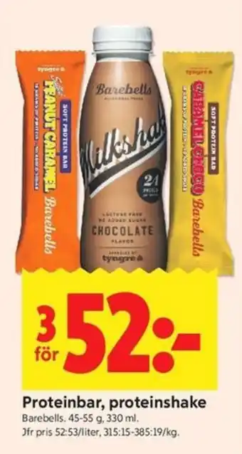 Barebells proteinbar, proteinshake