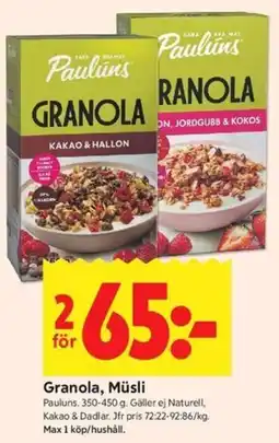 ICA Kvantum Pauluns Granola erbjuda