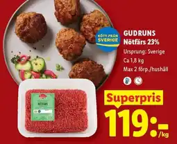 Lidl Gudruns Nötfärs 23% erbjuda
