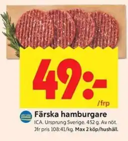ICA Kvantum Färska hamburgare erbjuda