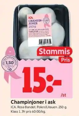ICA Kvantum Ica champinjoner i ask erbjuda