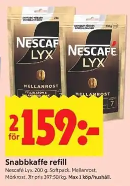 ICA Kvantum Nescafe lyx snabbkaffe refill erbjuda