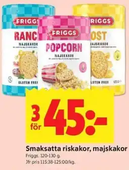 ICA Kvantum Friggs smaksatta riskakor, majskakor erbjuda